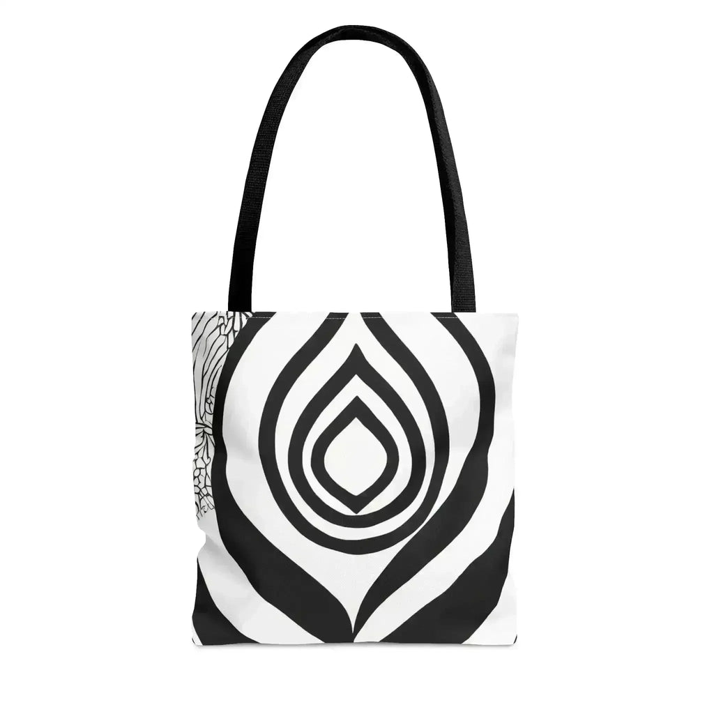Large Tote Bag Floral Black Line Art Print 60110