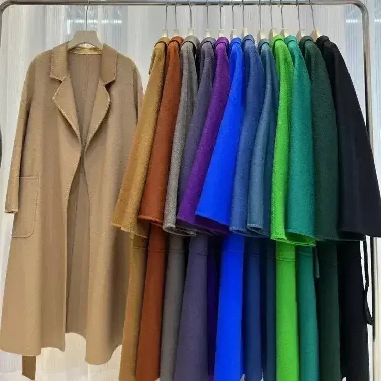 Water Ripple Cashmere Women's Long Reversible Coat – Luxury &