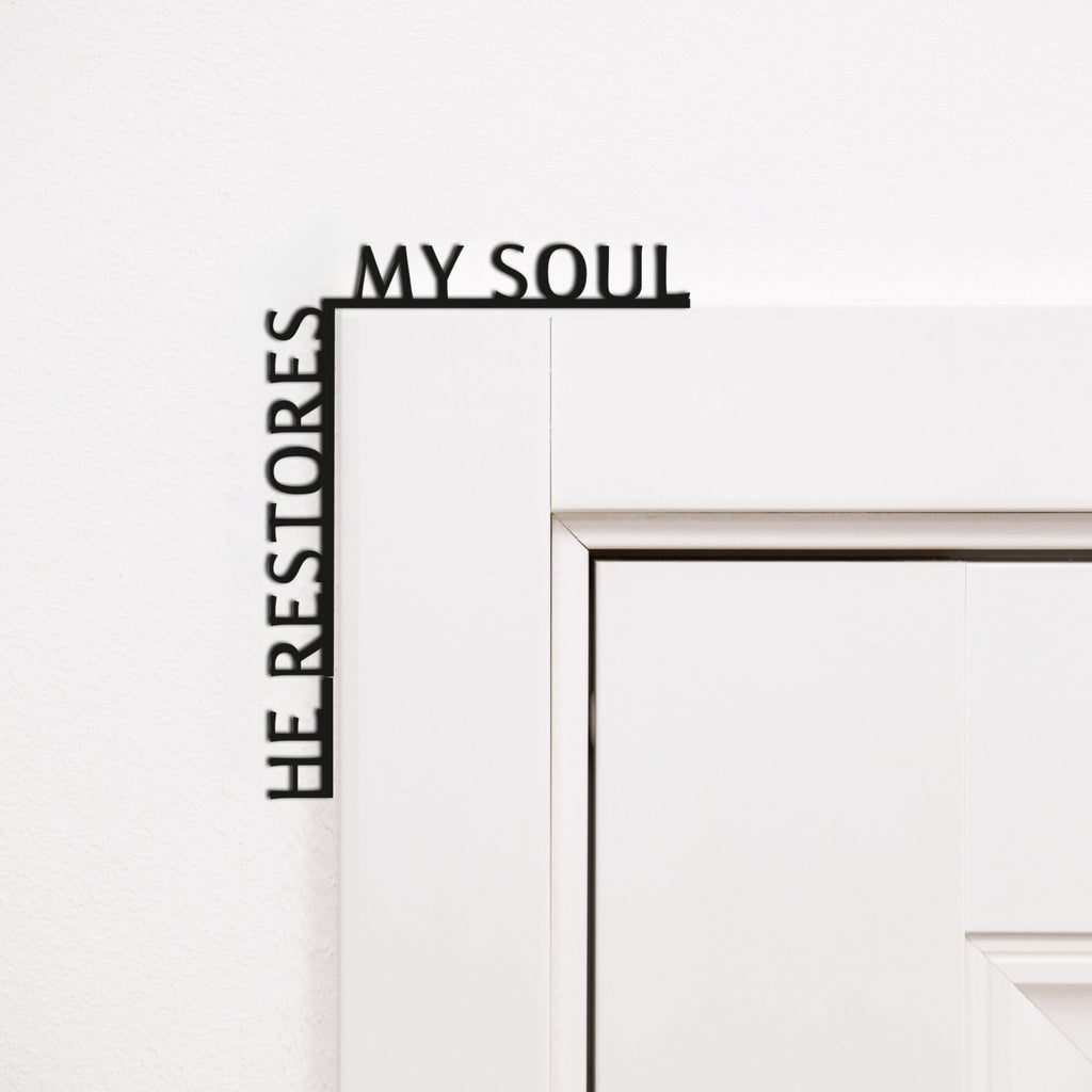 Wooden Corner Quote – He Restores My Soul