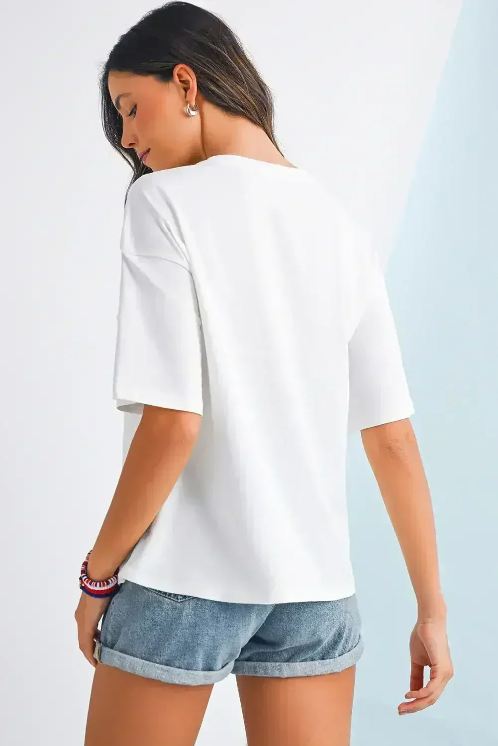 White Flag Bow Graphic Crewneck Tee