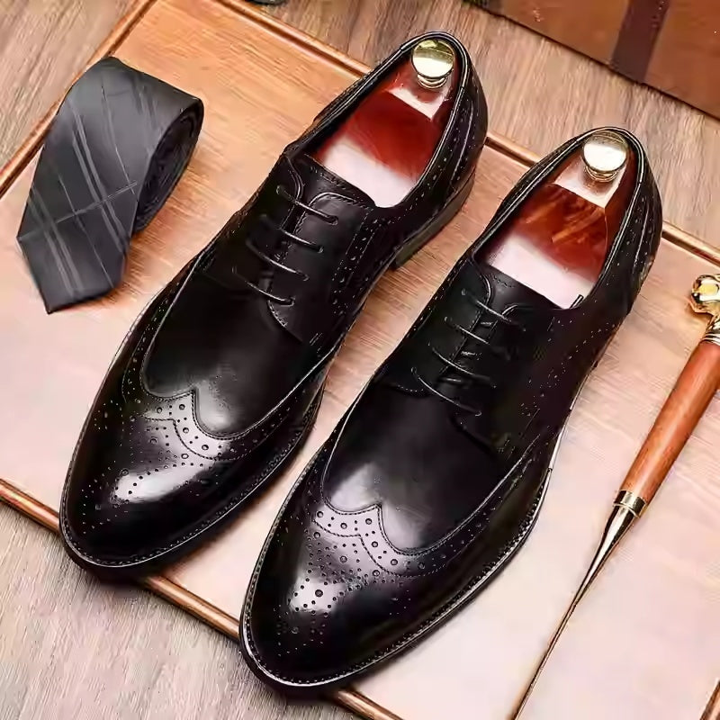 Men's British Pointed Toe Business Formal Wear Wedding Shoes