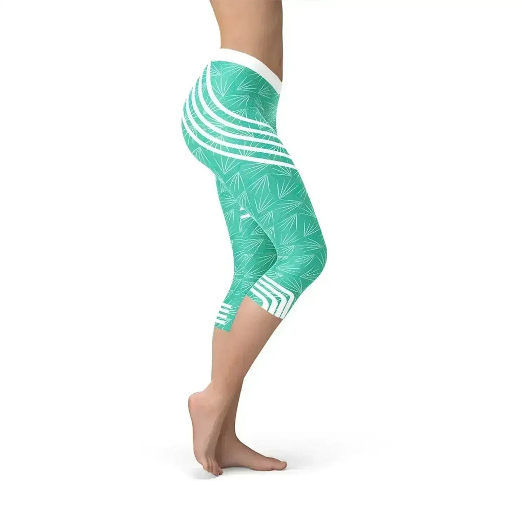 Turquoise Sports Capri Leggings