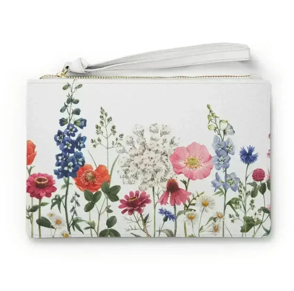 Floral Designed Zipped Clutch Bag