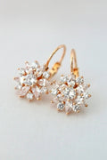 Sunflower Huggie Earrings - 18K Rose Gold & CZ | Femstylo