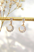 Moon Earrings - 24K Gold & Cubic Zirconia | Femstylo