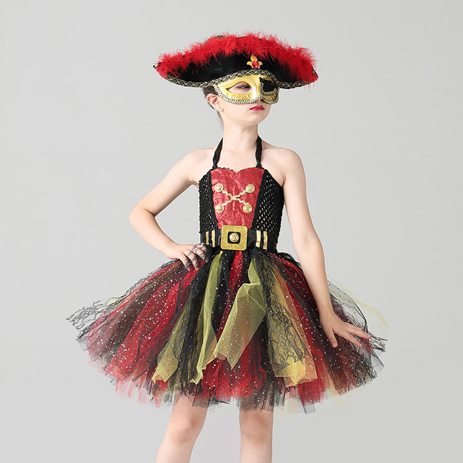 Halloween Pirates Of The Caribbean Costume Sequin Gauze Girls Dress Costumes