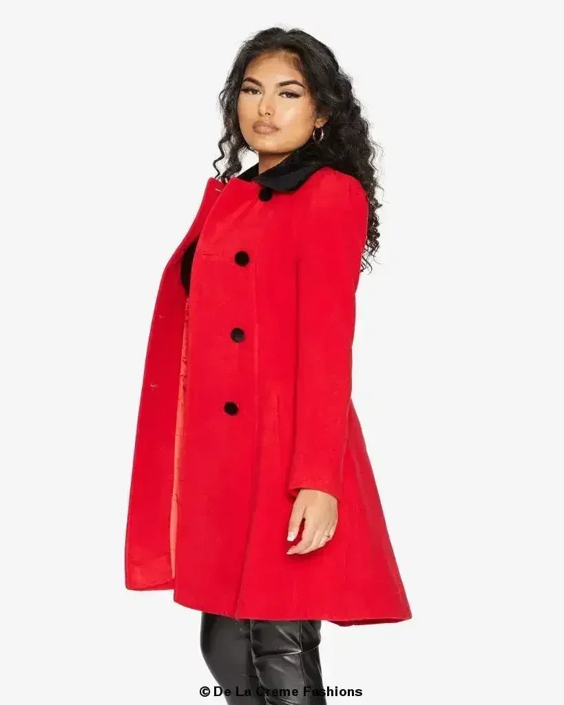Velvet Trim Skater Coat - Royal Inspired | Femstylo
