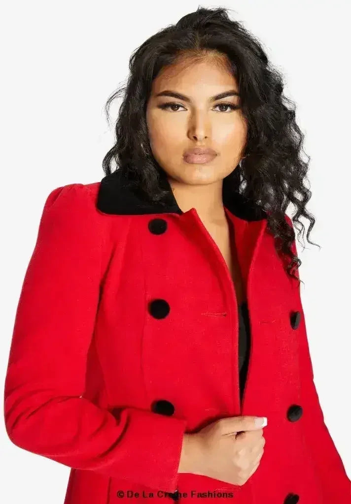Velvet Trim Skater Coat - Royal Inspired | Femstylo