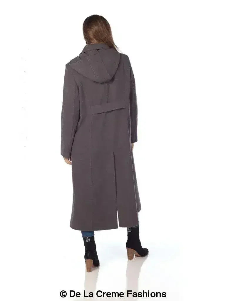 Faux Wool Longline Hooded Winter Coat