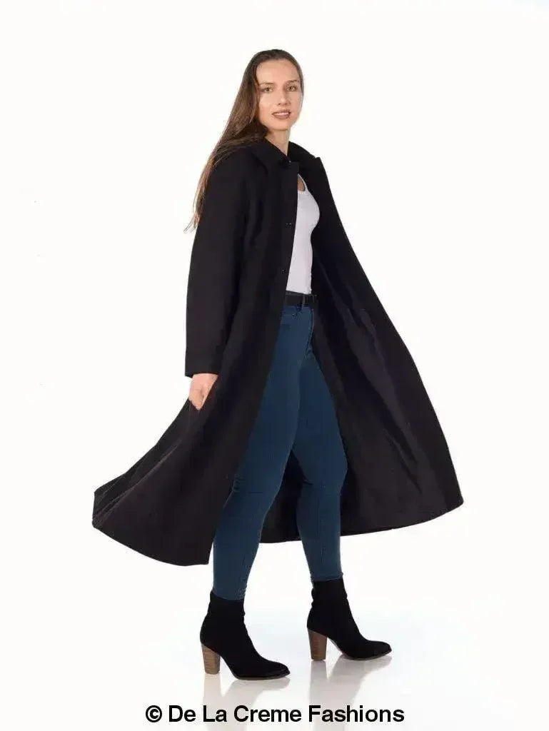 Faux Wool Longline Hooded Winter Coat