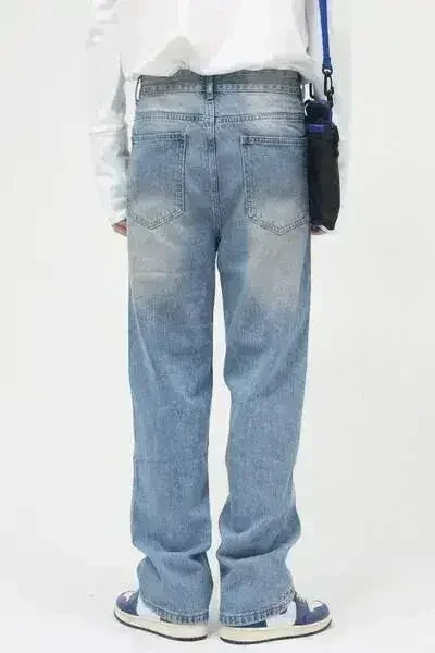 Washed Mid Rise Jeans with Pockets