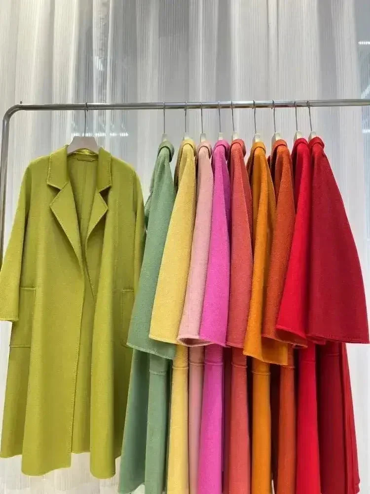 Water Ripple Cashmere Women's Long Reversible Coat – Luxury &