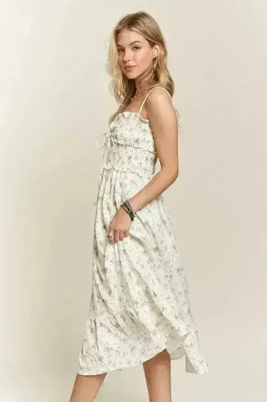 ADORA Smocked Floral Sweetheart Neck Cami Dress