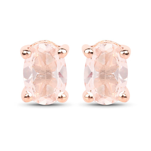18K Rose Gold Plated 0.80 Carat Genuine Morganite .925 Sterling Silver Earrings