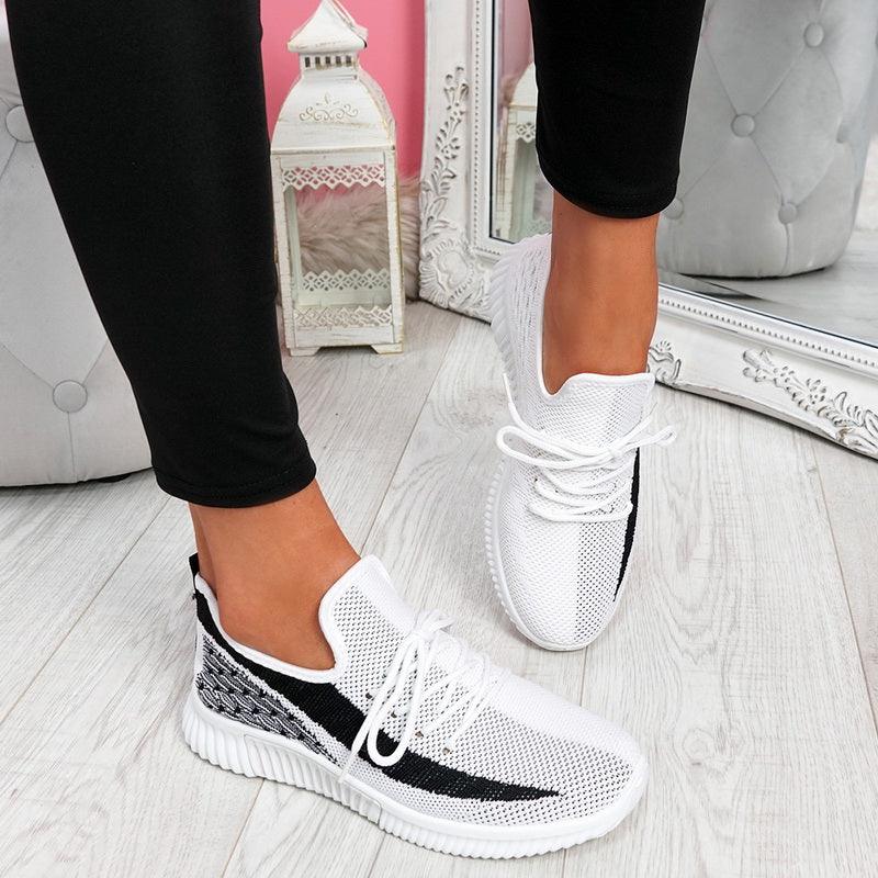 Elegant Sport Women's Vulcanized Female Lace Up Mesh Sneakers Round Toe Casual Walking Shoes Mesh Flat Anti-slip Women Breathable Mesh Fashion Sneakers