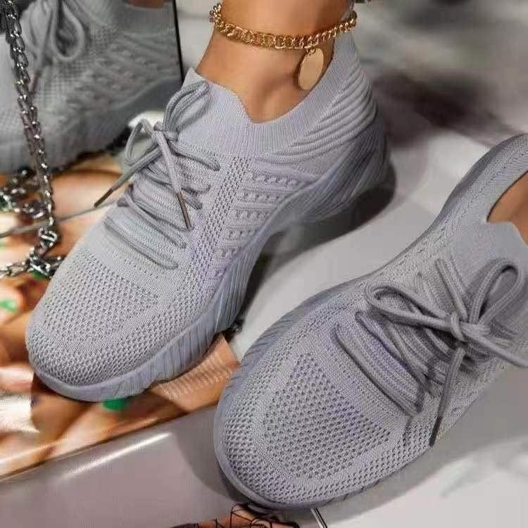 Fashion Breathable Lace Up Platform Sneakers Women Summer Flat Mesh Sports Shoes Woman Running Shoes Walking Sneakers For Women Lace Up Lightweight Tennis Shoes