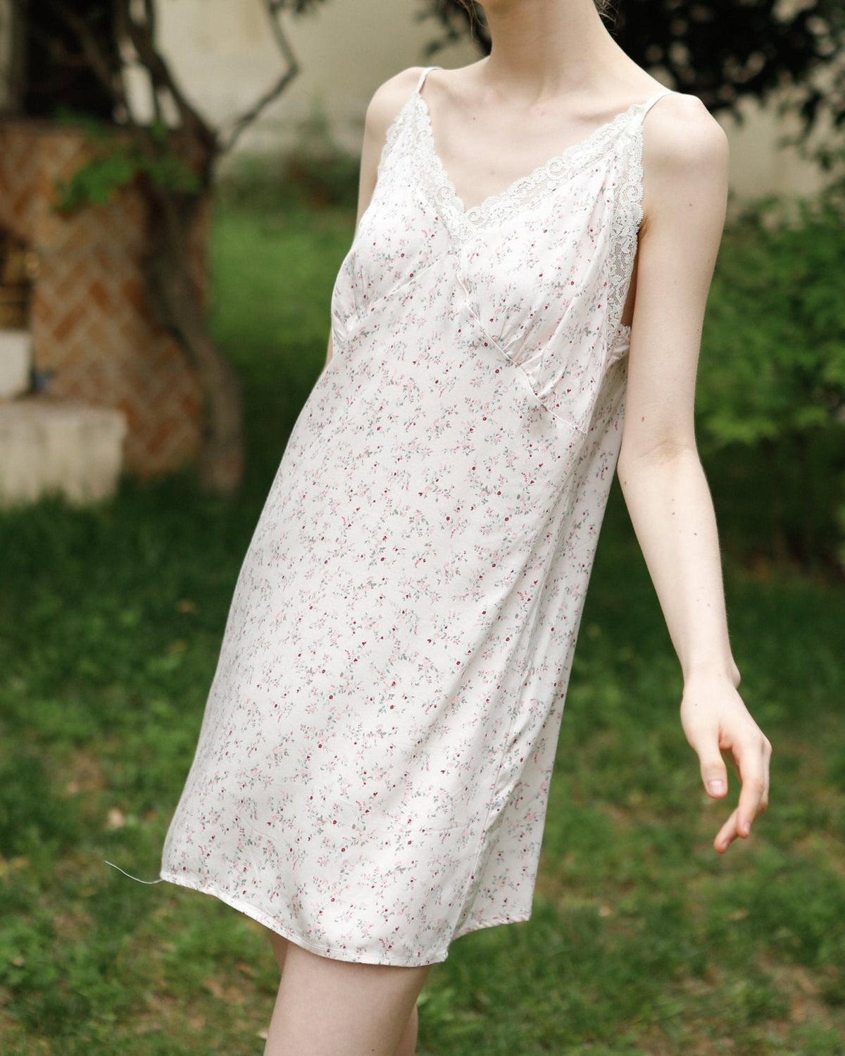 Fresh Floral Nightgown Pajama Dress / Yellow Floral