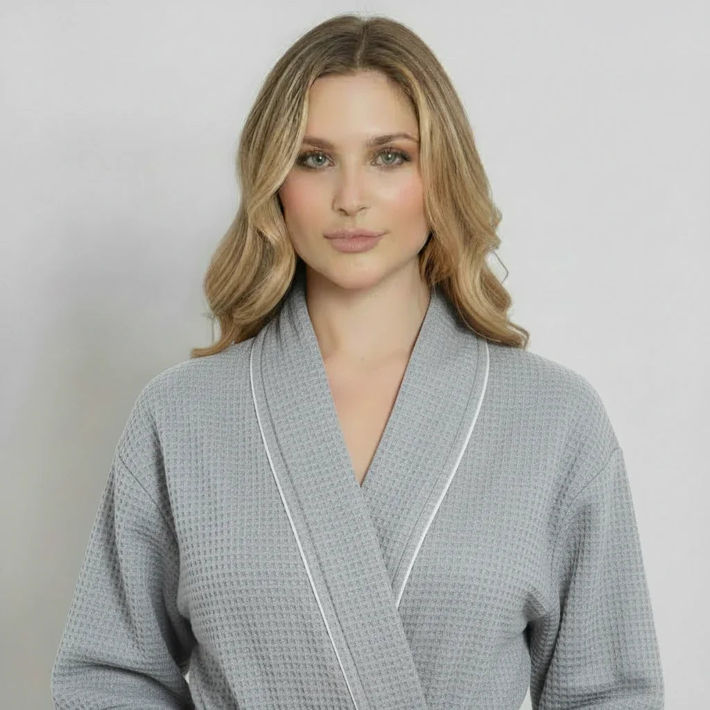 Knee-Length Waffle Robe for Women