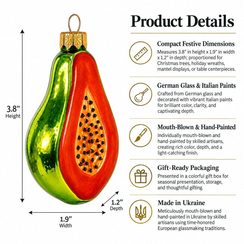 Papaya Glass Christmas Ornament