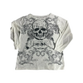 Skull Print Long Sleeve T-Shirt – Grunge Y2K Punk Pullover Top