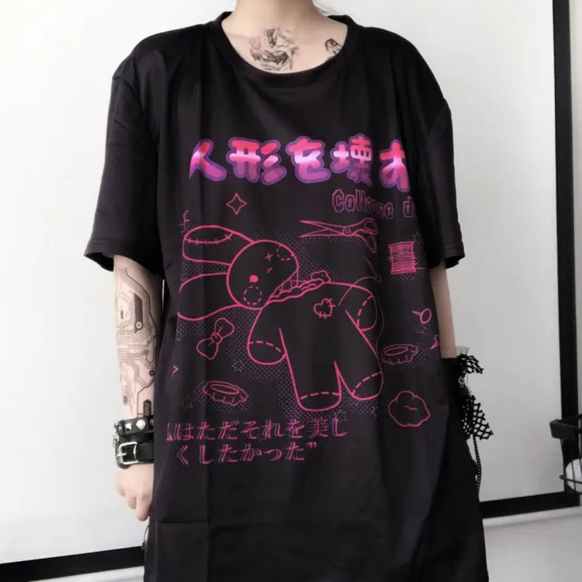 Harajuku Hopper Tee – Cyberpunk Bunny Graphic Crop Top