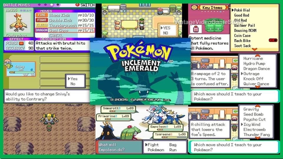 Pokemon Inclement Emerald GBA ROM Hack Video Game Cartridge Custom Gameboy Advance
