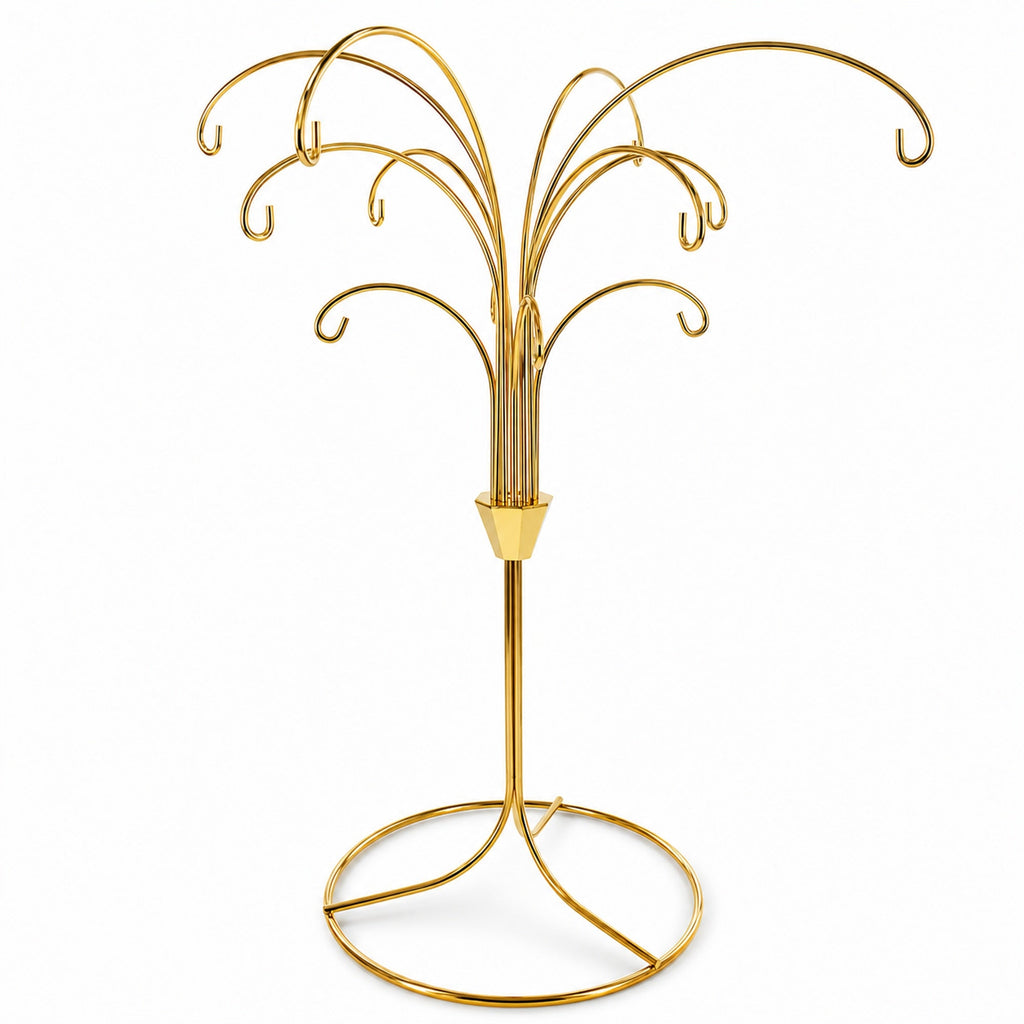 12-Arm Spiral Fountain Brass Gold Metal Ornament Stand Display 11.5 Inches