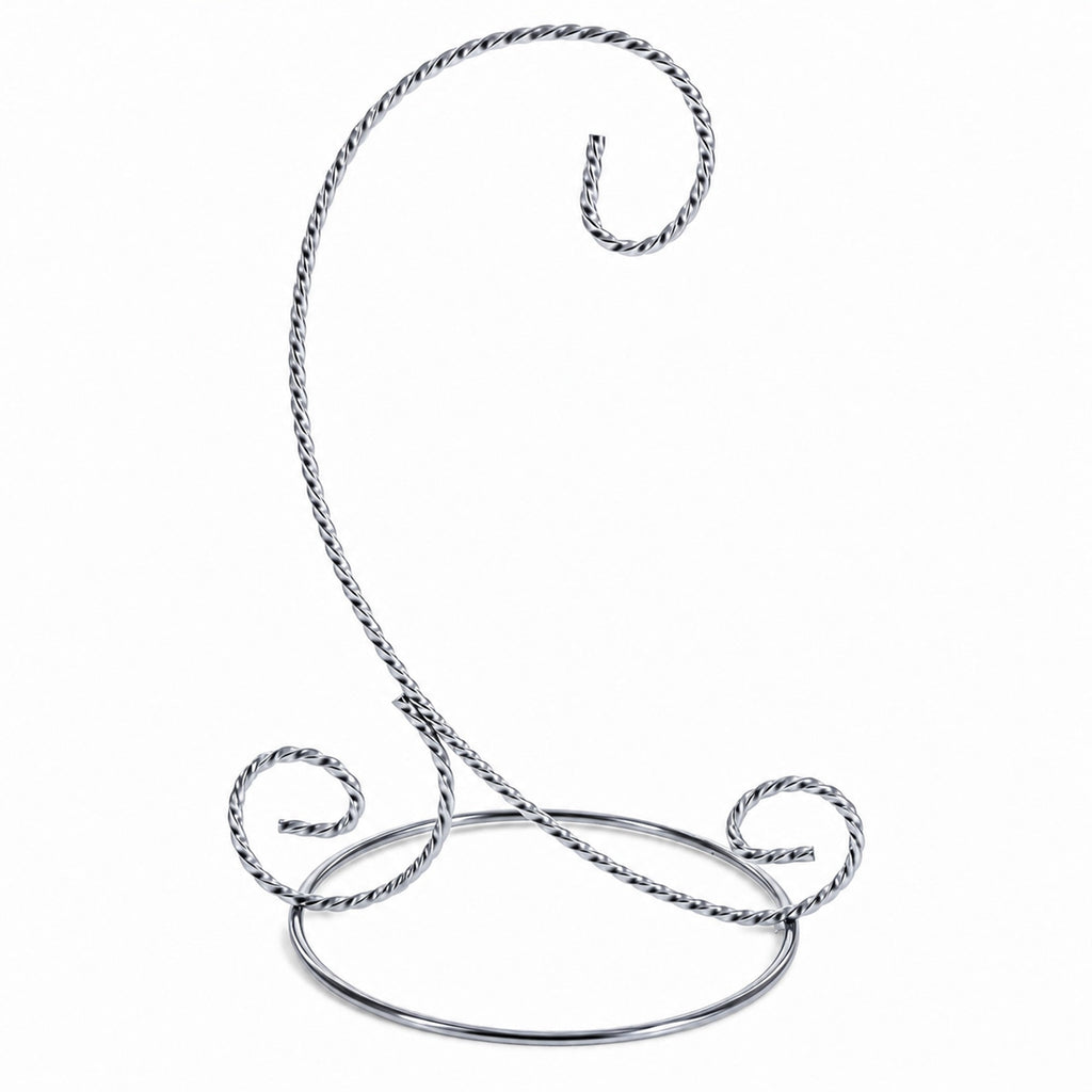 Twisted Wire Silver Metal Ornament Stand Display 7.2 Inches