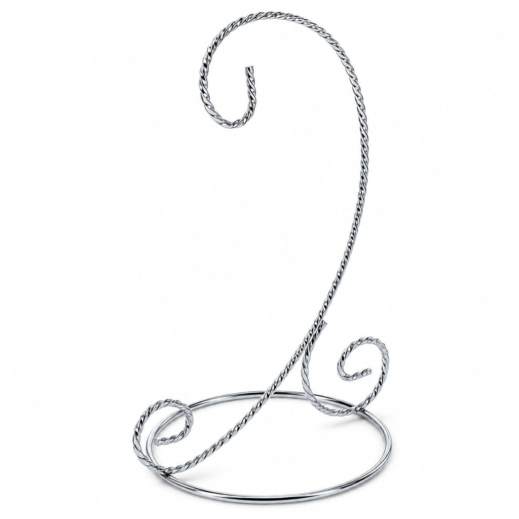 Twisted Wire Silver Metal Ornament Stand Display 7.2 Inches