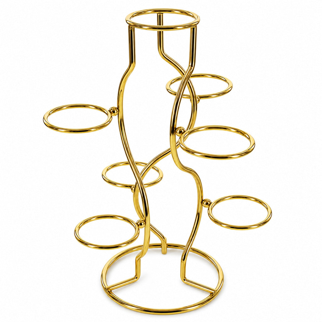 7-Ring 3-Tier Gold Wire Metal Sphere Crystals Egg Stand Holder Display 7.4 Inches