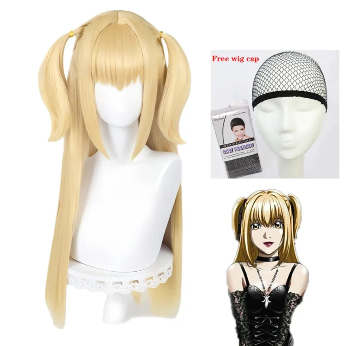 Misa Amane Cosplay Wig – Death Note Blonde Twin Tails with Wig Cap Set