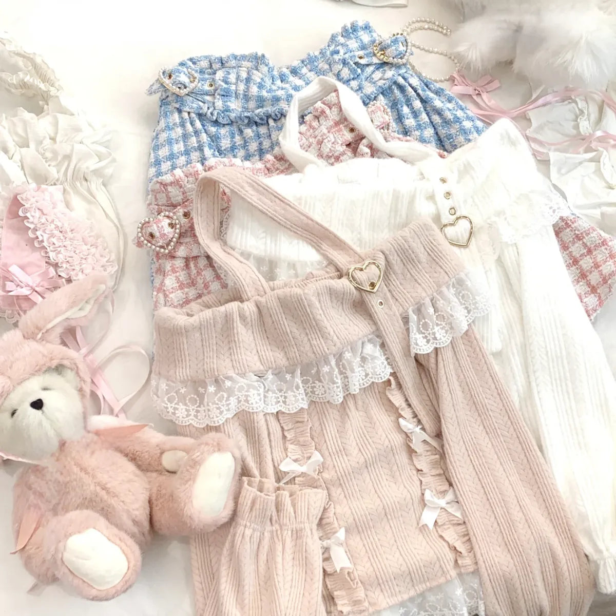 Kawaii Lace Patchwork Knit Top – Halter Neck Lolita Sweater
