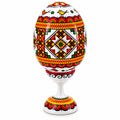 Spiral Ukrainian Wooden Easter Egg Pysanka on a Stand 3.75 Inches