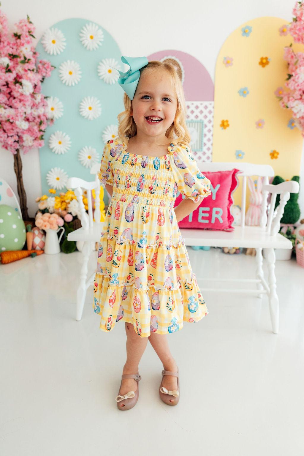 Easter Picnic Smocked Ruffle Dress