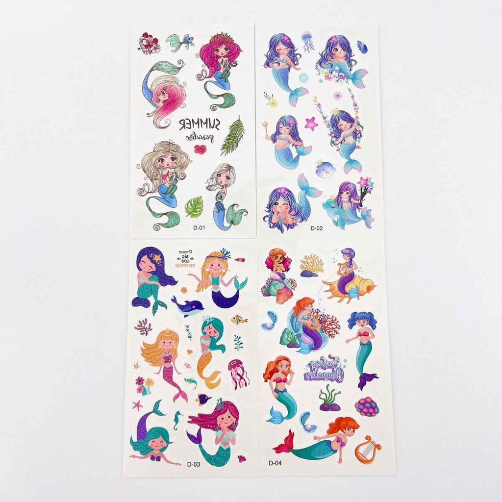 Mermaid Tattoos for Kids – 10 Sheets Party Favor Body Stickers