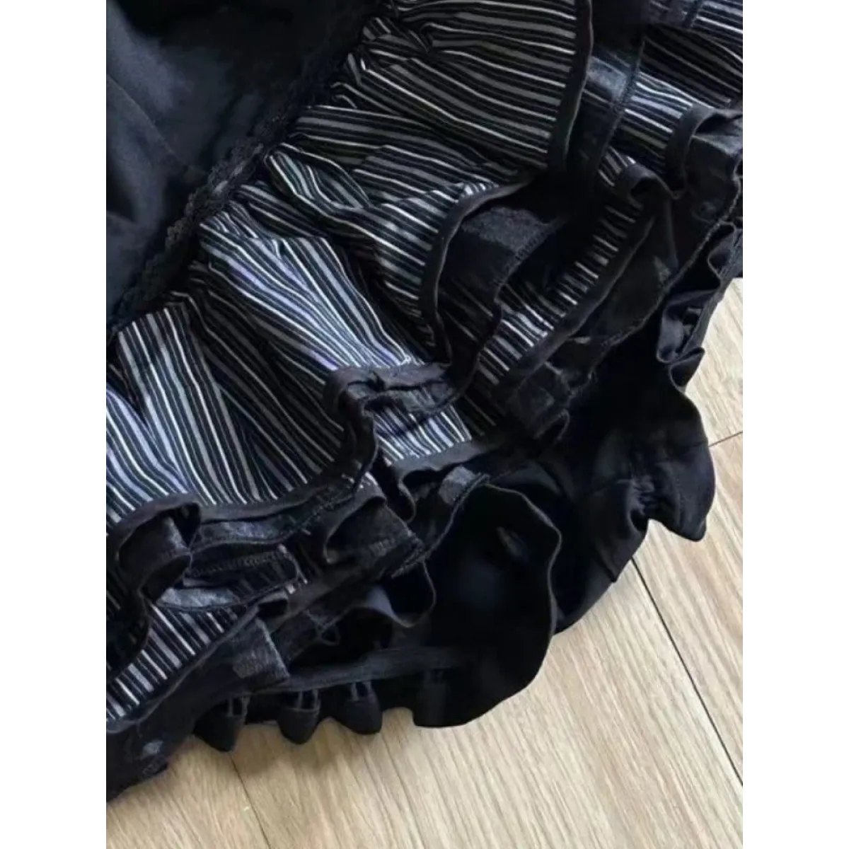 Black Punk Ruffle Mini Skirt