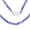 21.50 Carat Genuine Tanzanite .925 Sterling Silver Necklace