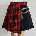 Plaid Gothic Pleated Mini Skirt – Punk Chains & Buckle Accent