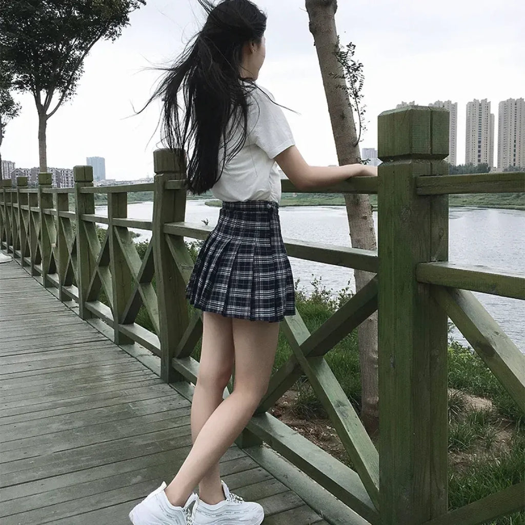 Preppy Harajuku Plaid Pleated Mini Skirt – Kawaii Schoolgirl Style