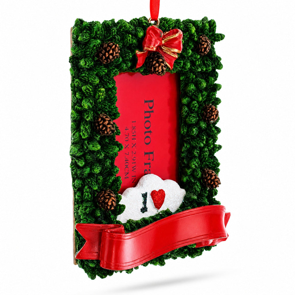 Pinecone Adorned Picture Frame Ornament: 4.5 x 3.5 Inches