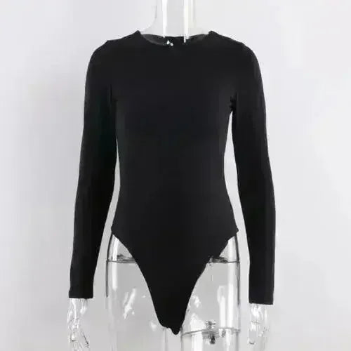 O Neck Long Sleeve Cotton Bodysuit Skinny Fit - Femstylo