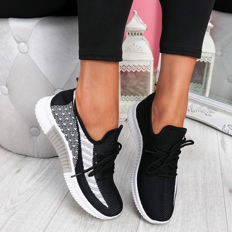 Elegant Sport Women's Vulcanized Female Lace Up Mesh Sneakers Round Toe Casual Walking Shoes Mesh Flat Anti-slip Women Breathable Mesh Fashion Sneakers