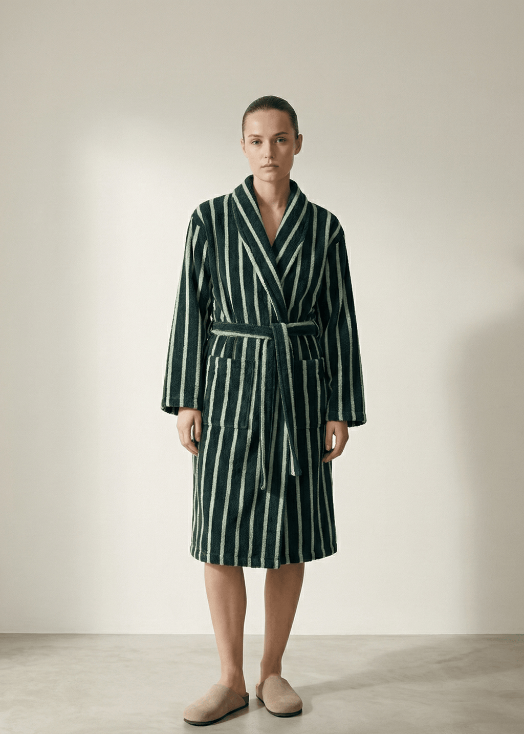 Quiet Evening Striped Robe Set / Green