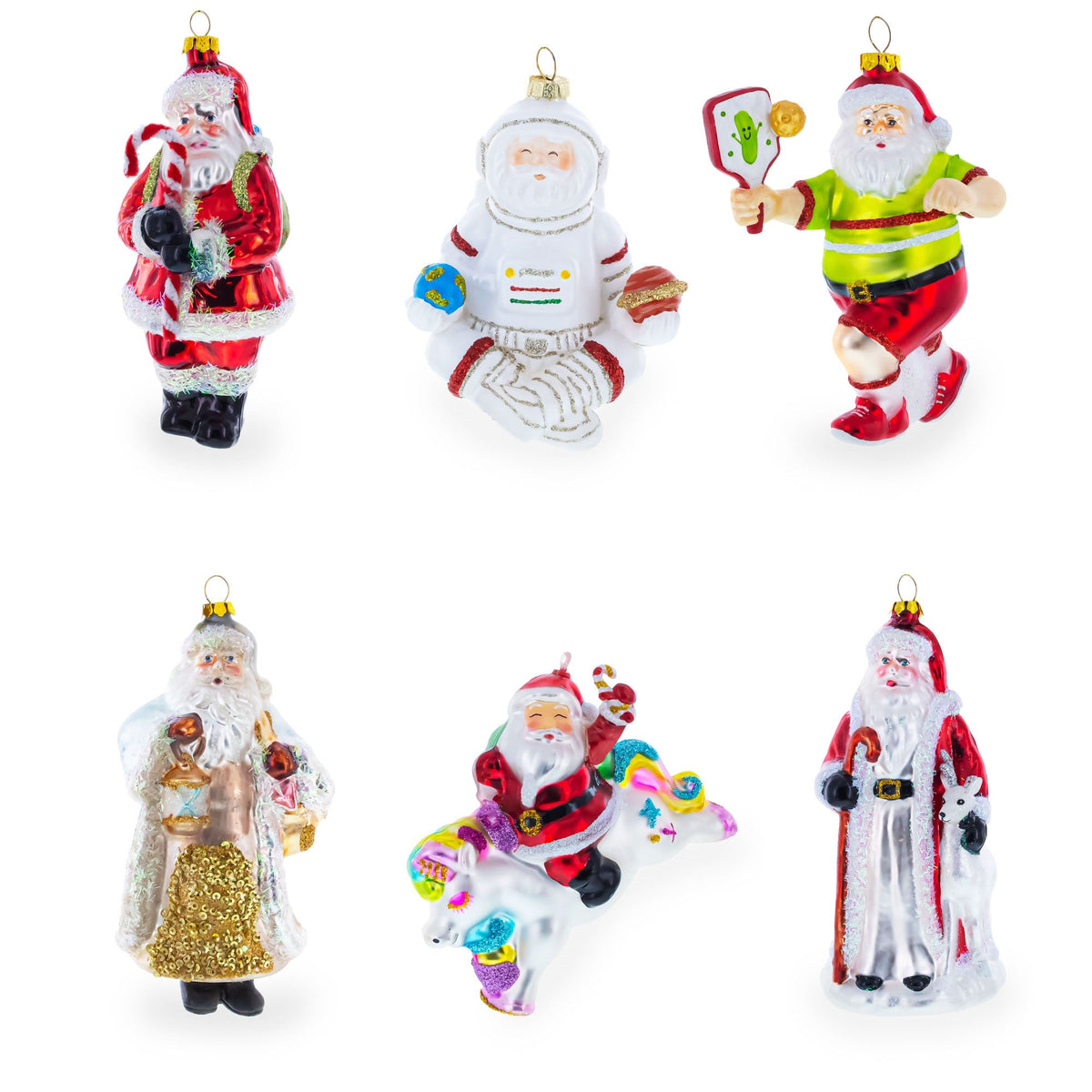 Santa’s Gift Delivery Helicopter Glass Christmas Ornament