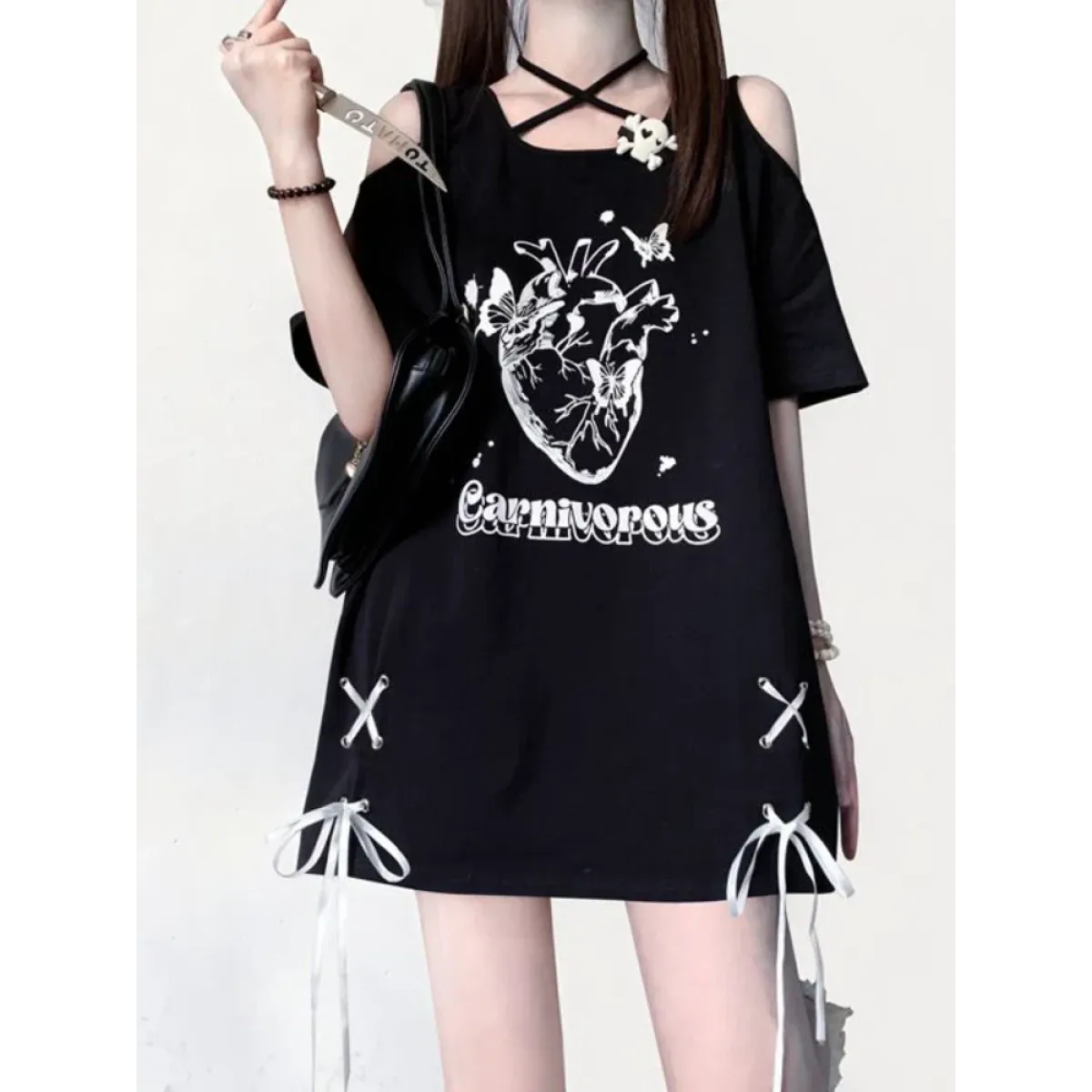 Off Shoulder Bow T-Shirt