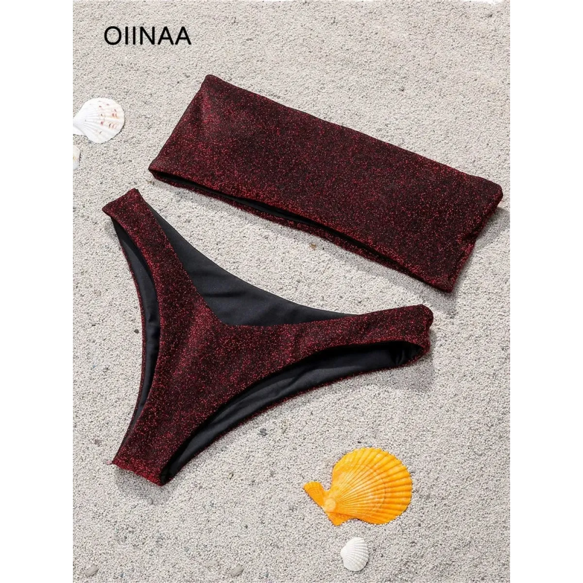 Glitter Strapless Bikini Set – Shiny Sparkle Beachwear 2025