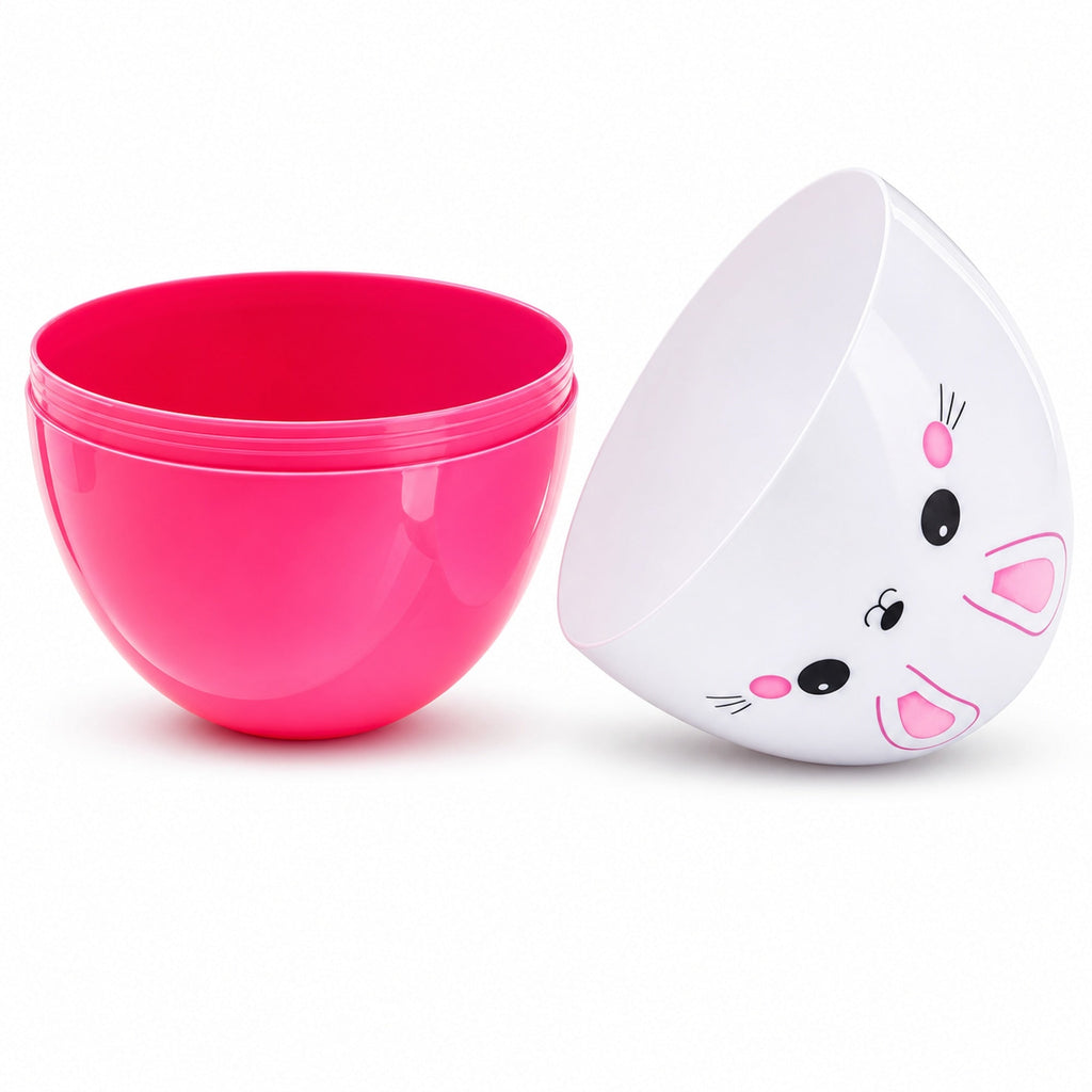 Large Bunny Giant Jumbo Size White and Pink Plastic Easter Egg 10 Inches