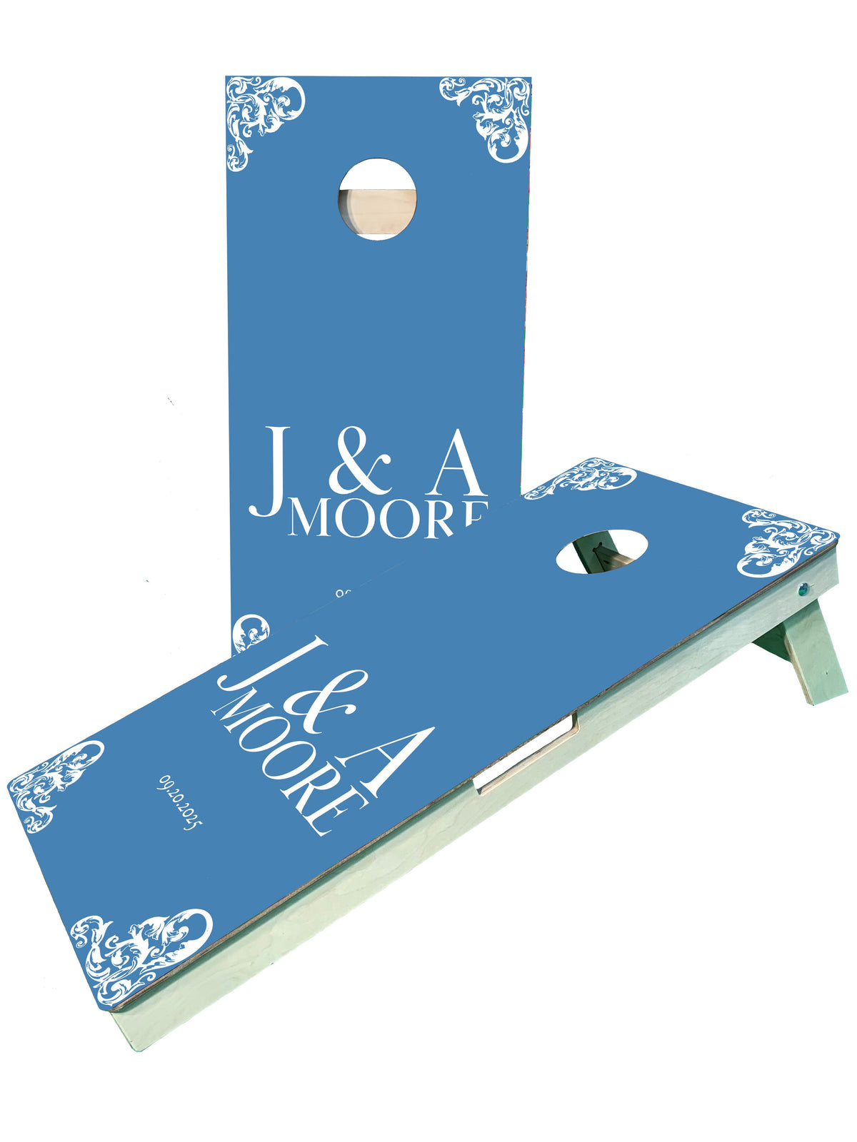 Personalized Wedding Cornhole Boards with Last Name Initials and Date