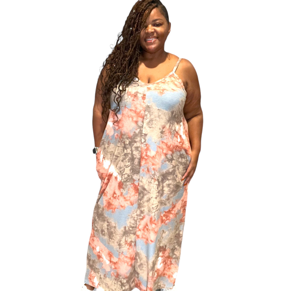 Women’s Plus Size Tie Dye Maxi Dress