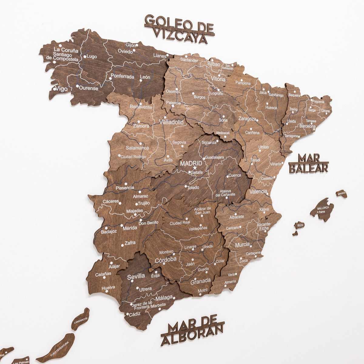 Wooden Map of Spain – Dark Walnut